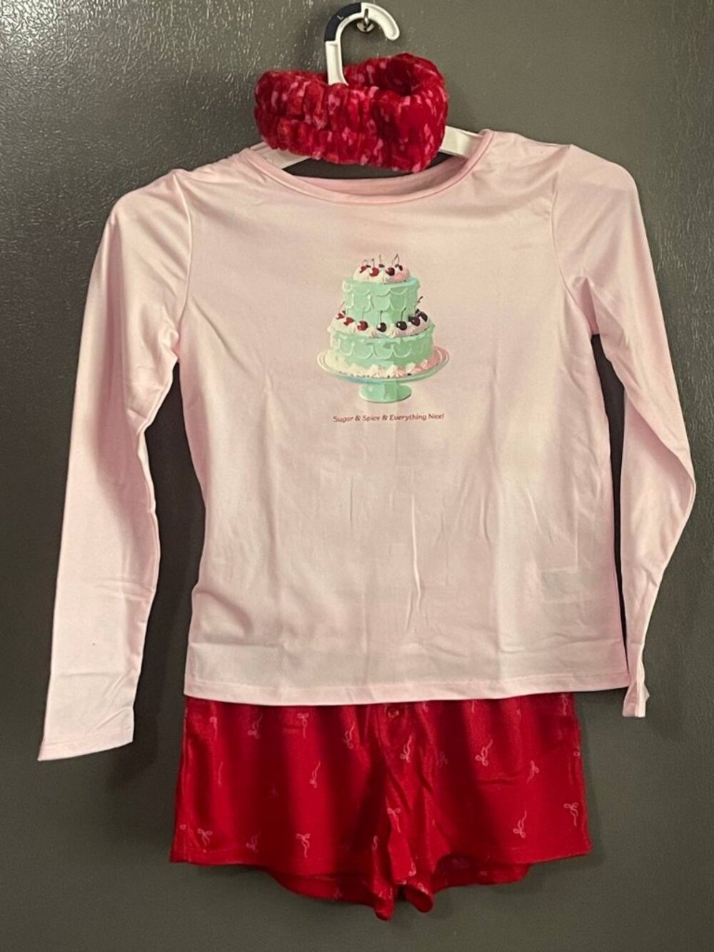Girls 3-Piece Long-Sleeve Pajama Set with Spa Headband L - Picture 2 of 8
